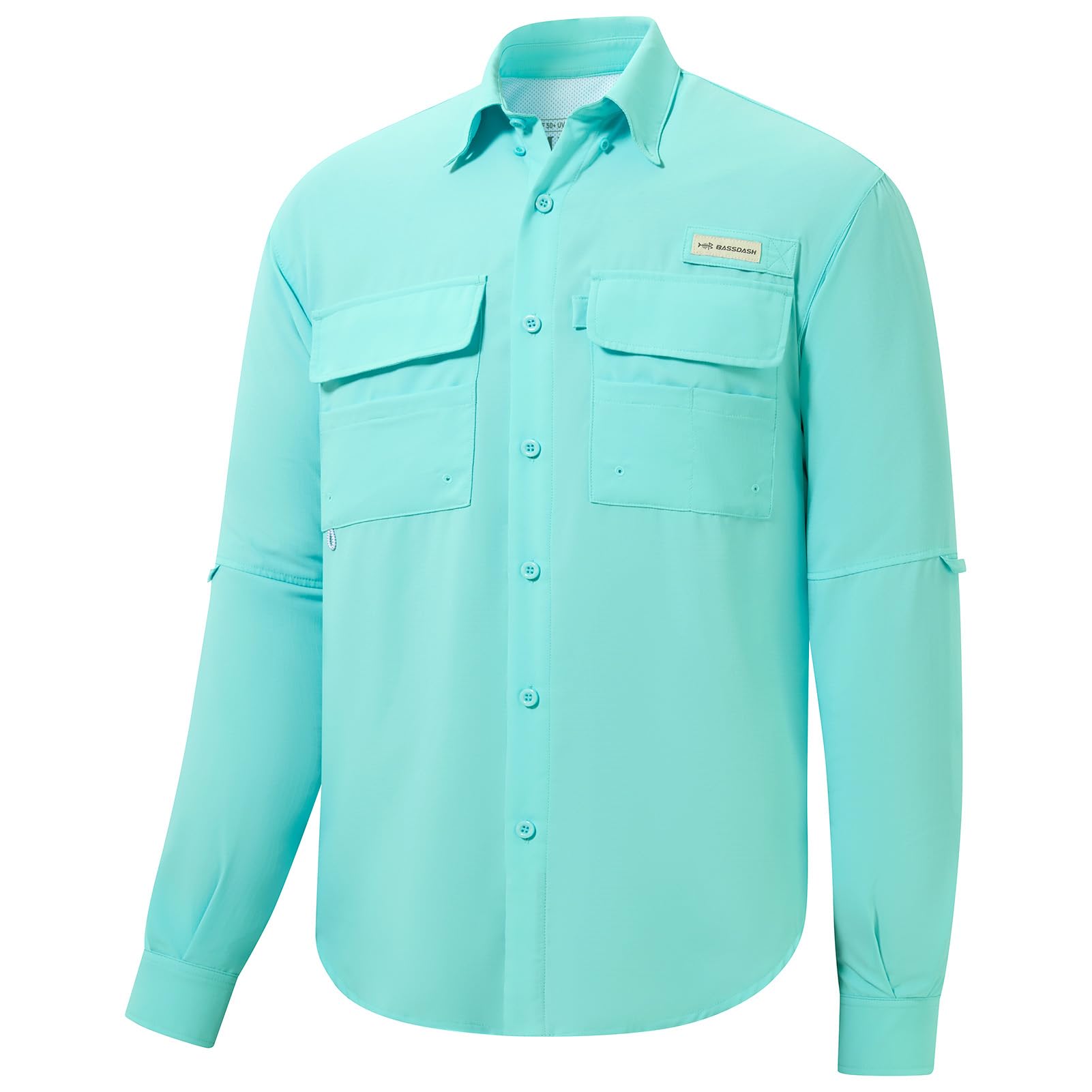 BASSDASH Men's Performance Fishing Hiking Shirt UPF 50 Button Down Long Sleeve Quick Dry FS21M
