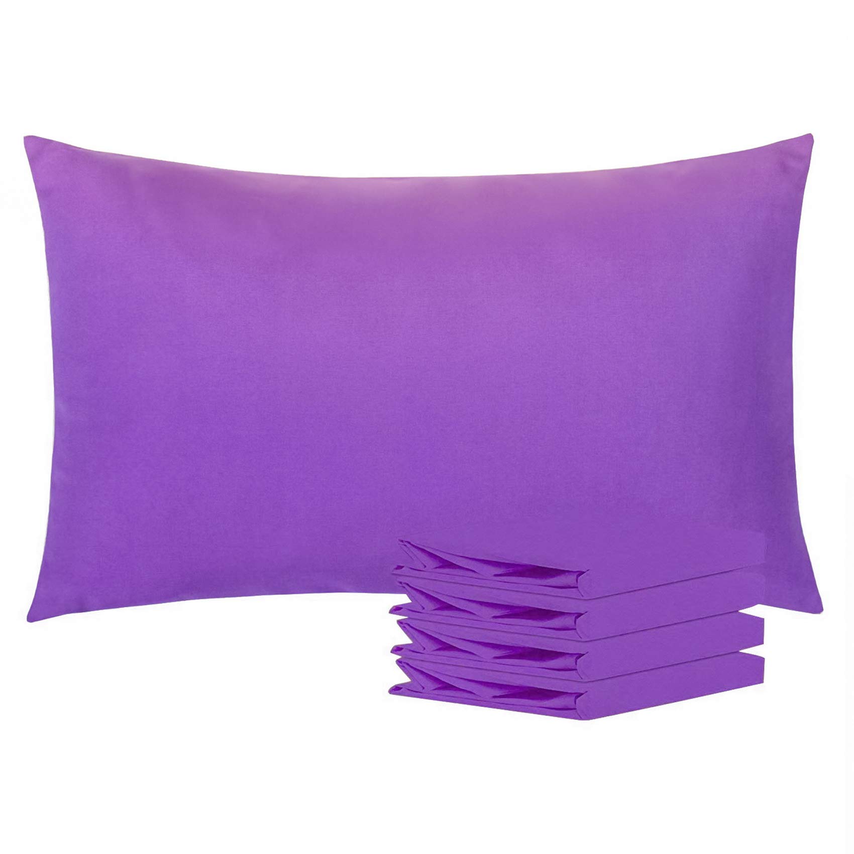 NTBAY Queen Microfiber Pillowcases, 4 Pack, 20 x 30, Purple | Soft Brushed Microfiber with Envelope Closure, Set of 4 Queen 20 x 30 Inch Pillowcases, Pillow Inserts Not Included