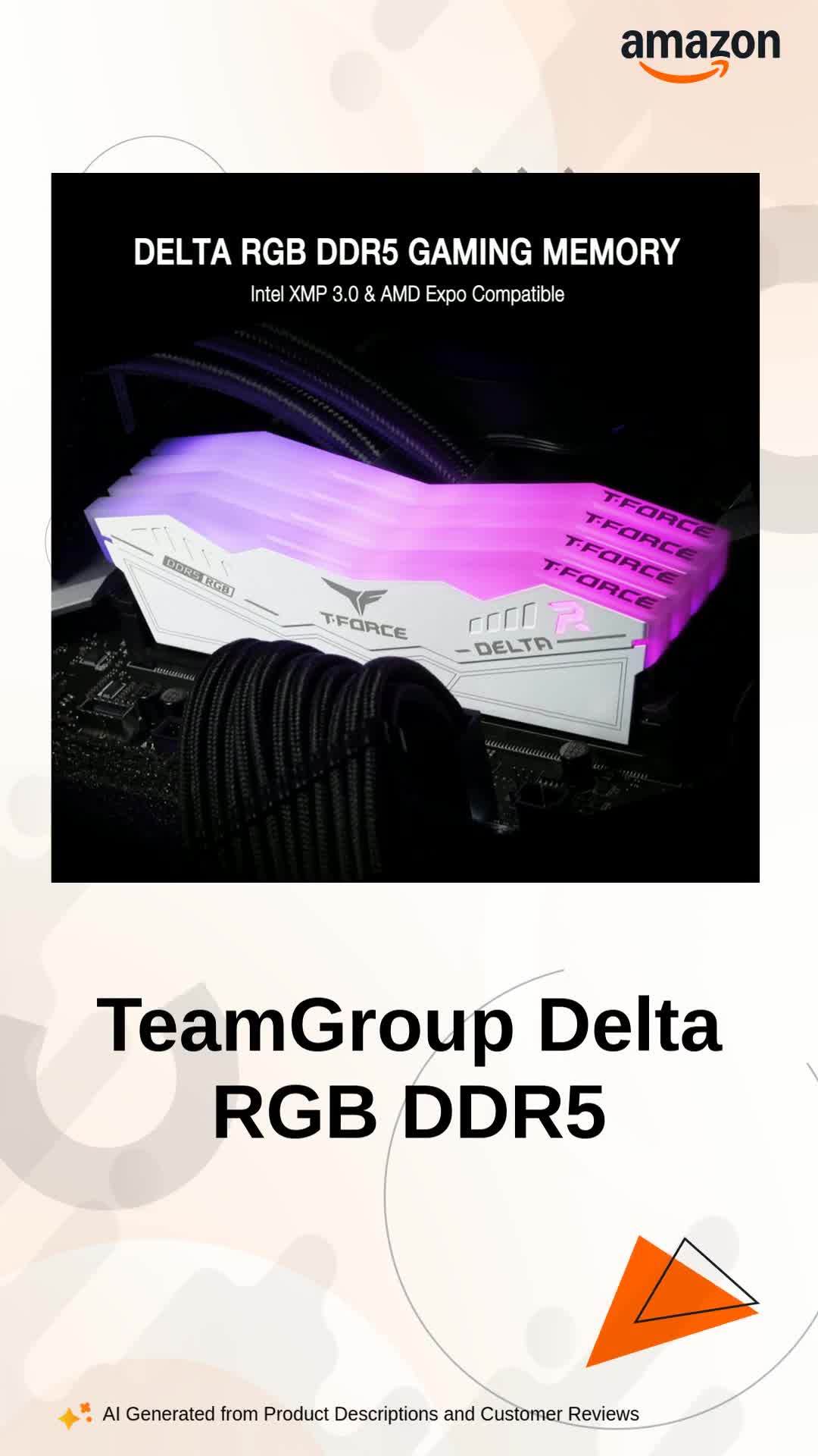 新品 T-FORCE RGB DDR5 32GB(16GB*2) 6000 白⑥ TeamGroup T-Force Delta RGB 32GB DDR5 RAM Kit Desktop Gaming Memory