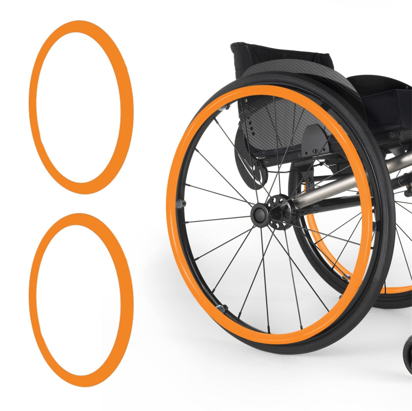Uysela Orange Wheelchair Push Rim Covers 22/24In Rear Wheel Sports Wheelchair Cover Wheelchair Handrim Covers Non-Slip Wear-Resistant Wheelchair Push Rim Covers,,22In