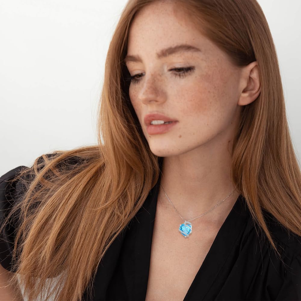 Heart Necklace for Women 925 Sterling Silver Infinity Love Heart Birthstone Necklace Pendant Hypoallergenic Jewelry for Women - Image 7