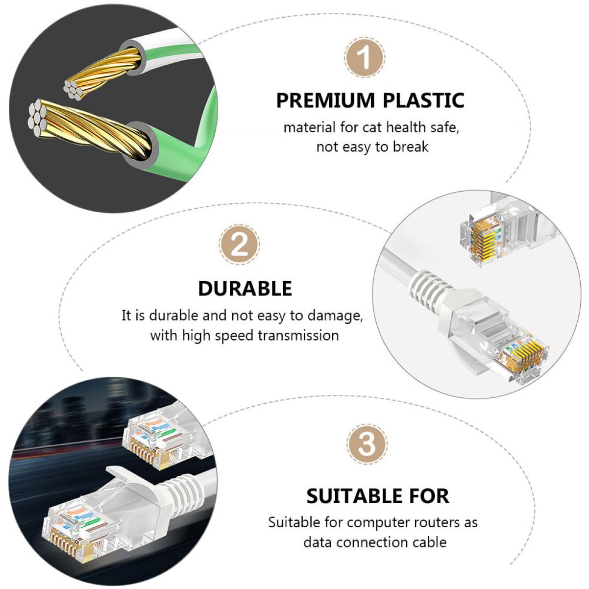 Happyyami 1pc Ethernet Cable Cat5e Router Jumper High-Speed Internet Cable Network Cable for Computer