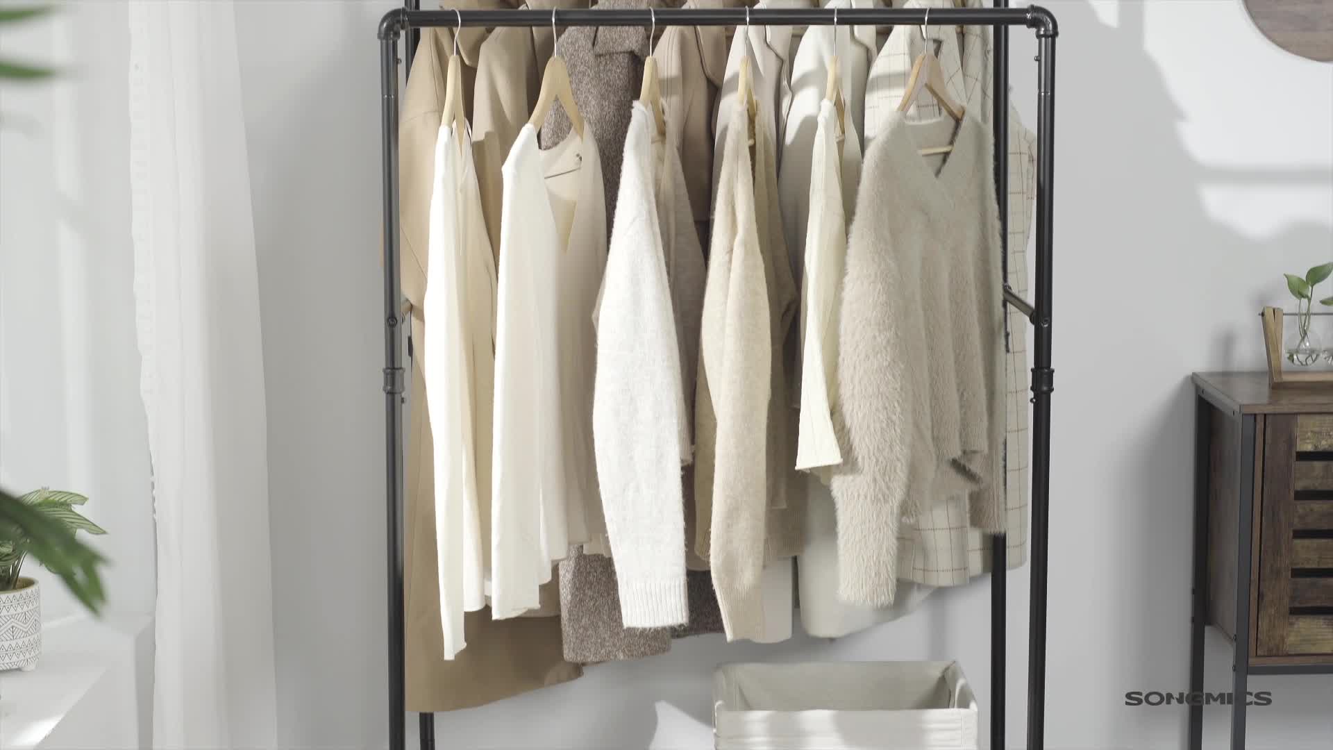 Songmics Portant à Vêtements Avec Roulettes, Lot De 2, Tringle