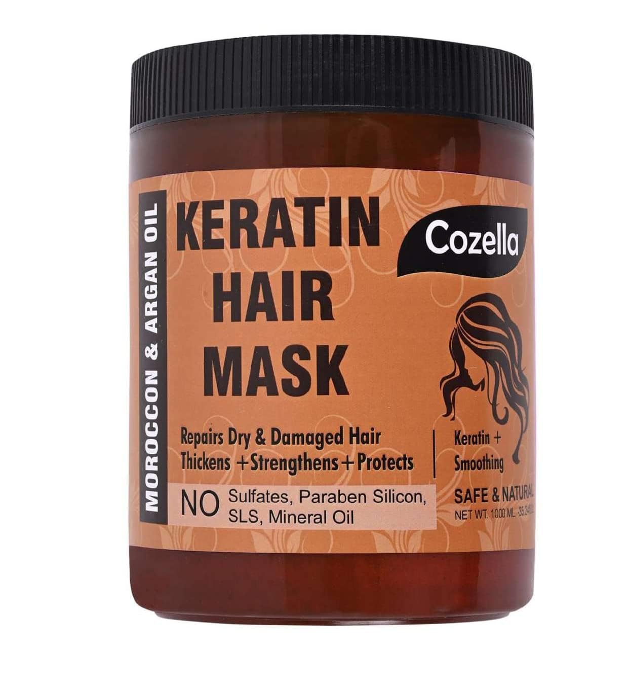 Professional Moroccon And Argan Oil Keratin Hair Mask | Keratin + Smoothing Hair Mask | Safe And Natural | Sulfate And Paraben Free| All Hair Types | 1000 Ml