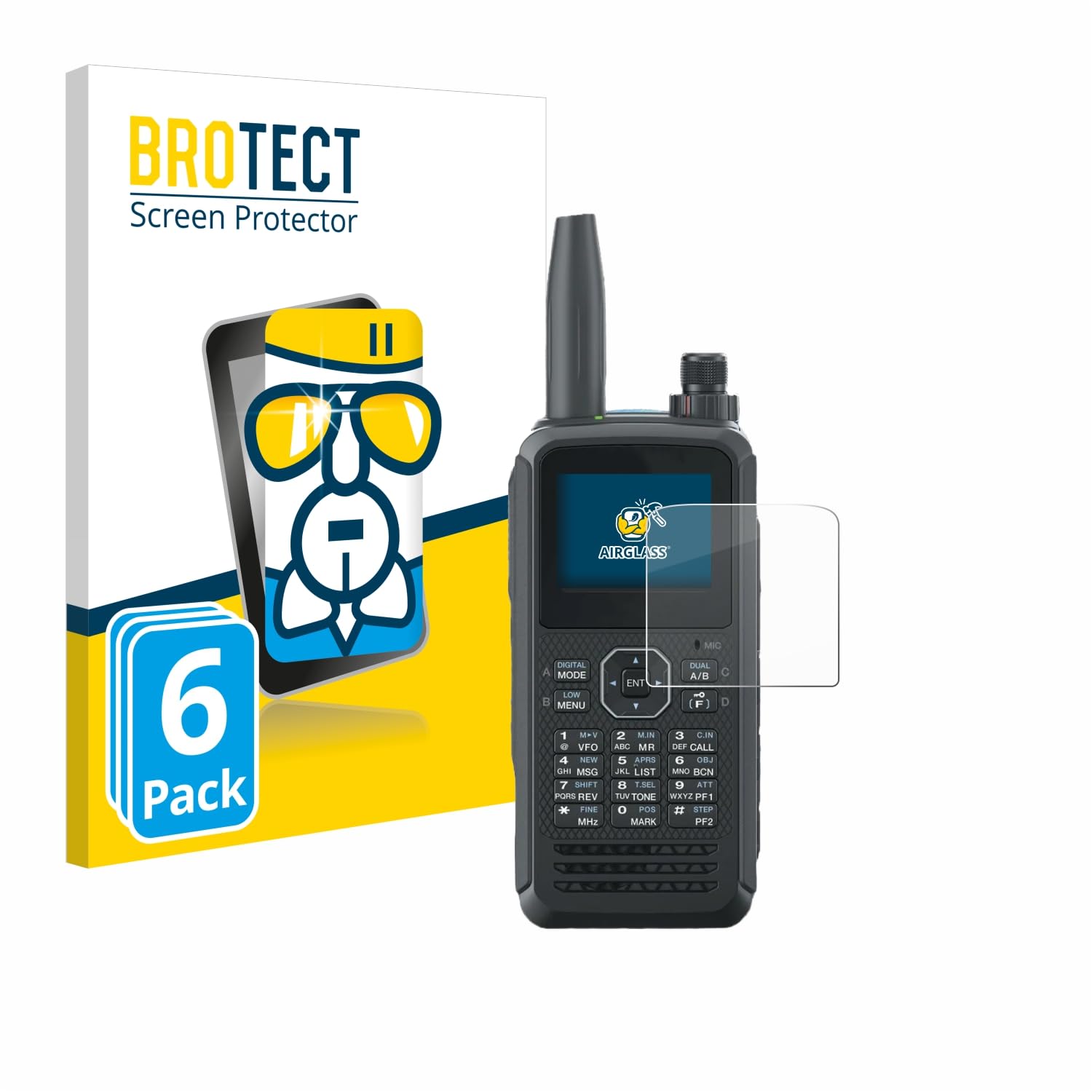 Pellicola Protettiva In Vetro Ibrido Brotect AirGlass Per Kenwood TH-D75E D-Star - 6 Pezzi, Durezza 9H, Antimpronta