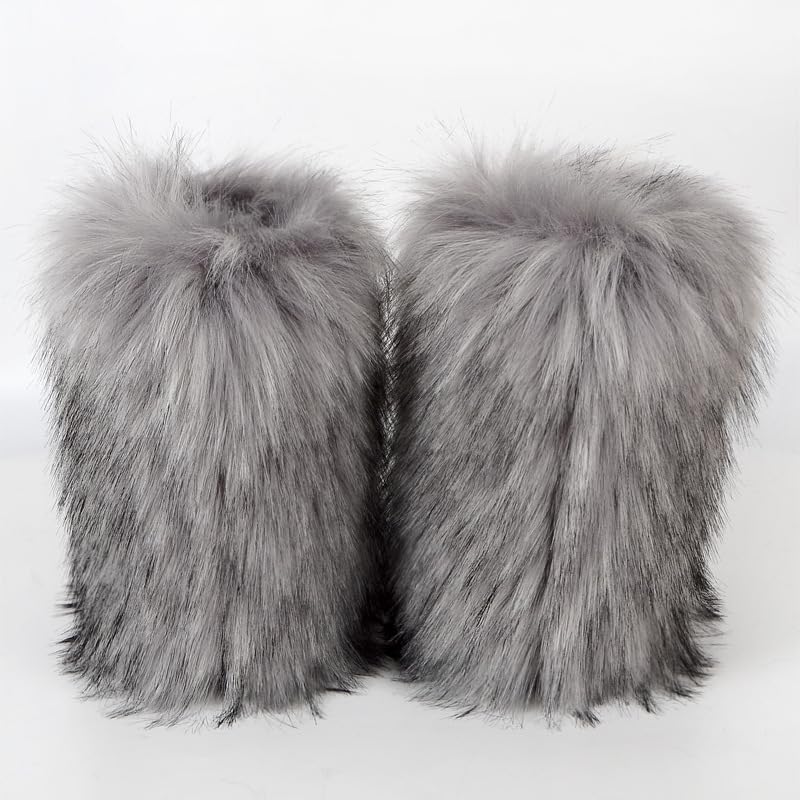 Image of Valpeak Snow Boots for Women 2024 Furry Boots Winter Knee High Flat Heel Fluffy Faux Fur Boots