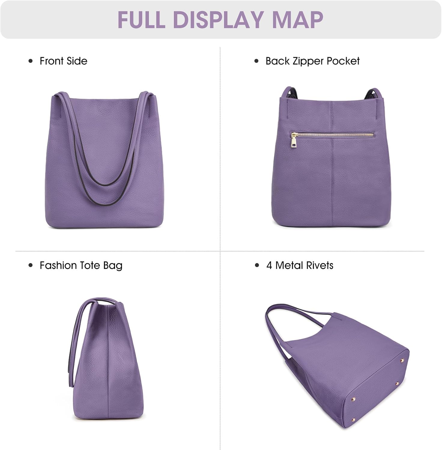 Kattee Women Soft Genuine Leather Totes Shoulder Bag Purses and Handbags with Top Magnetic Snap Closure - Image 6