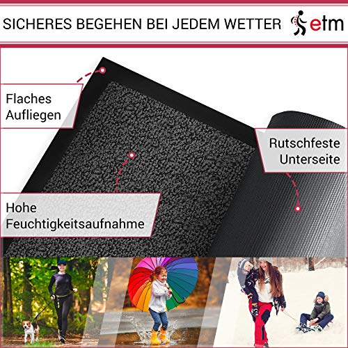 etm® Schmutzfangmatte - Note 1,6: Sieger Preis-Leistung - Fußmatte in vielen Größen - Türmatte Fußabstreifer für Haustür… – Bild 5