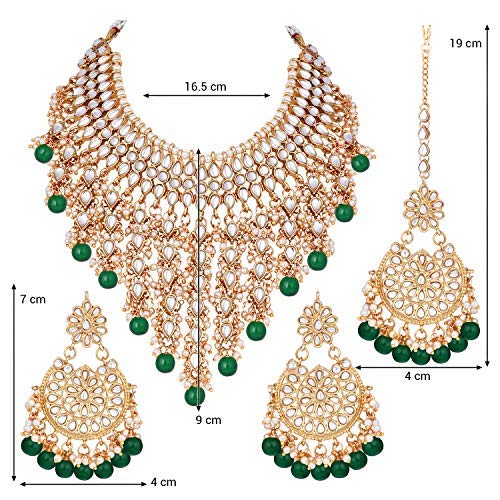 Aheli Bharatanatyam jewellery Indian Wedding Wear Faux Kundan Studded Choker Necklace with Maang Tikka Set Ethnic Fashion Gift for Women