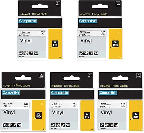 Miniatura 8 de FlyLong Cinta de etiquetas de repuesto compatible 18444 para DYMO Rhino 18444, cintas industriales de vinilo permanente negro sobre blanco, 12