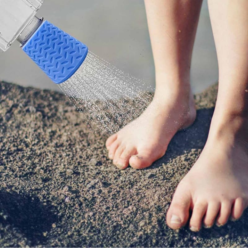 Tragbarer Hunde-Duschkopf – Silikon-Haustier-Duschaufsatz für Wasserflaschen, Outdoor-Reisen, Camping und Strandgebrauch (blau)