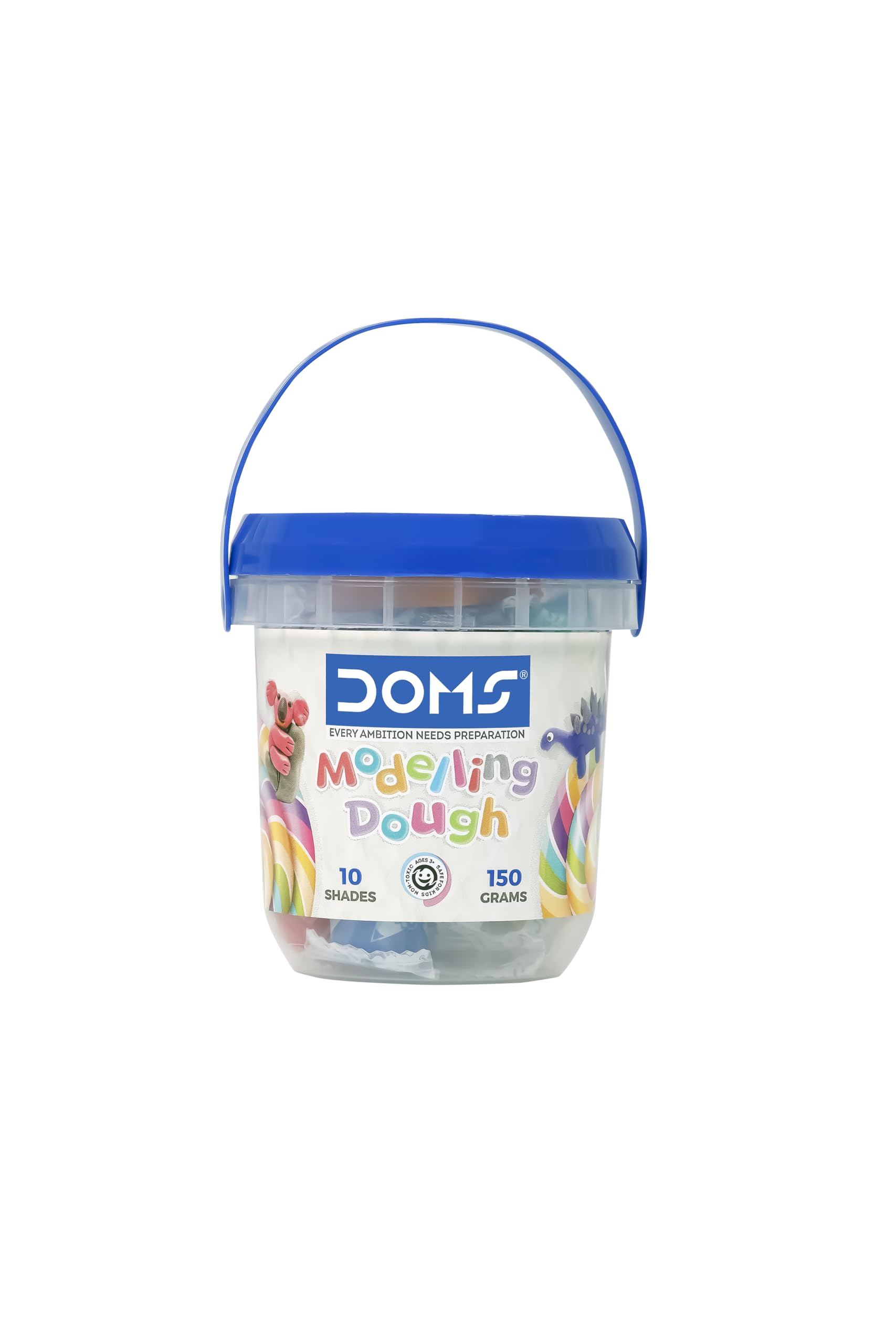 DOMS Modelling Dough 10 Shades(150 GM) with 2 Toys & 1 Hand Roller | DIY Art & Craft Activity | Soft,Colourful Kneadable Dough-image-21