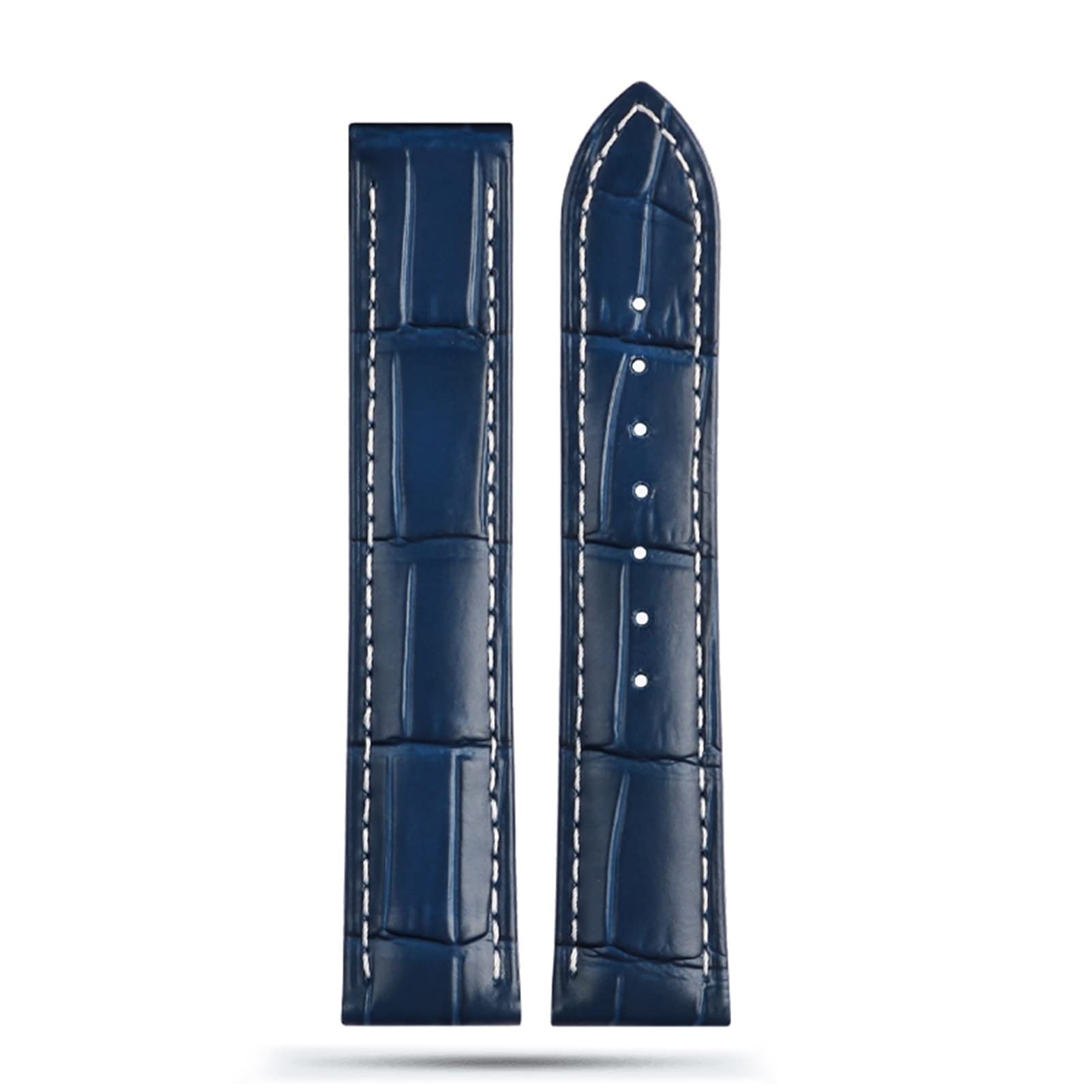 Bracelet de montre 19mm cuir bleu compatible Seamaster 300
