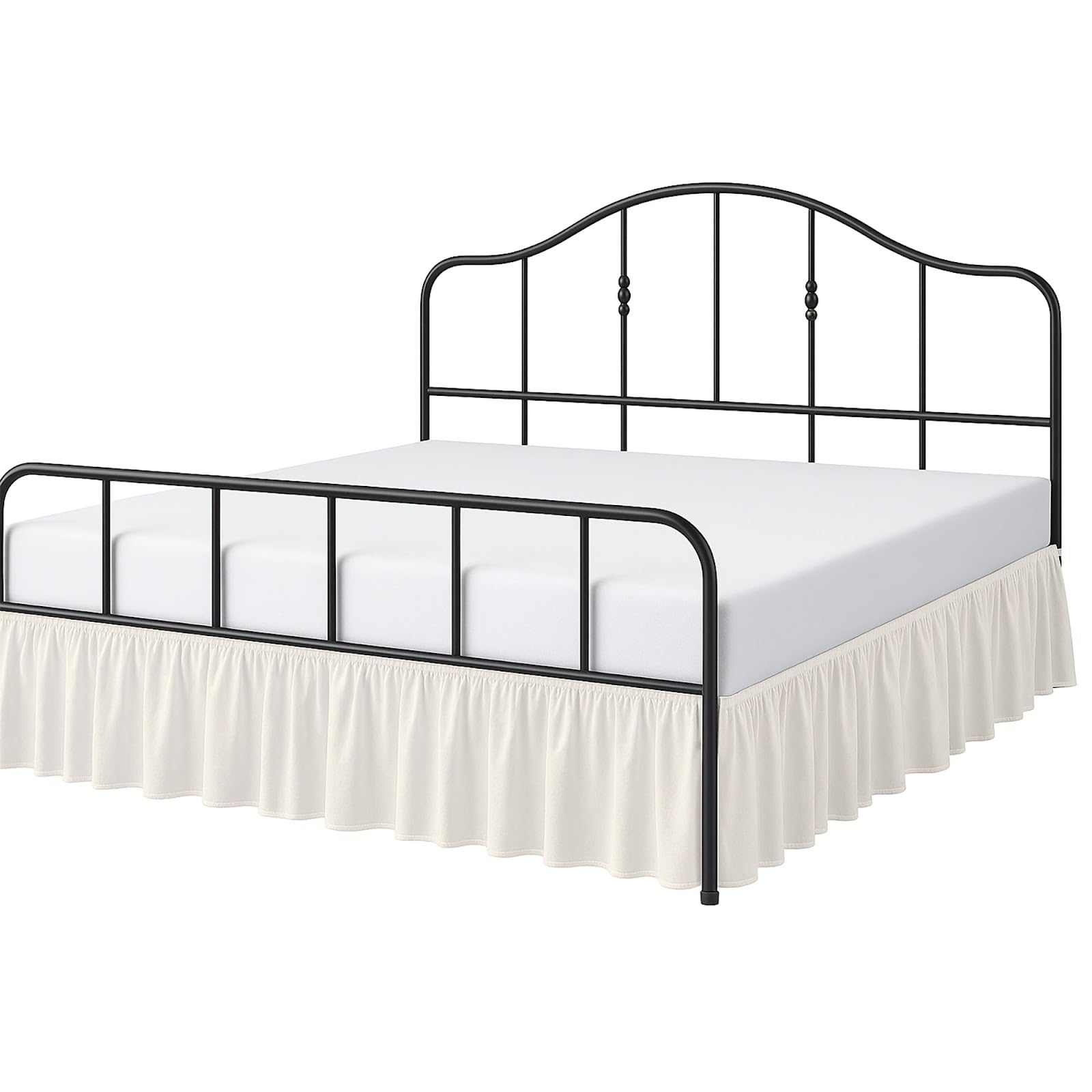 Cottington Lane Ruffled Bed Skirt Queen Size with Split Corner, Brushed Microfiber Hotel Quality Ivory Dust Ruffle, 14 Inch Drop Gathered Bedskirt,