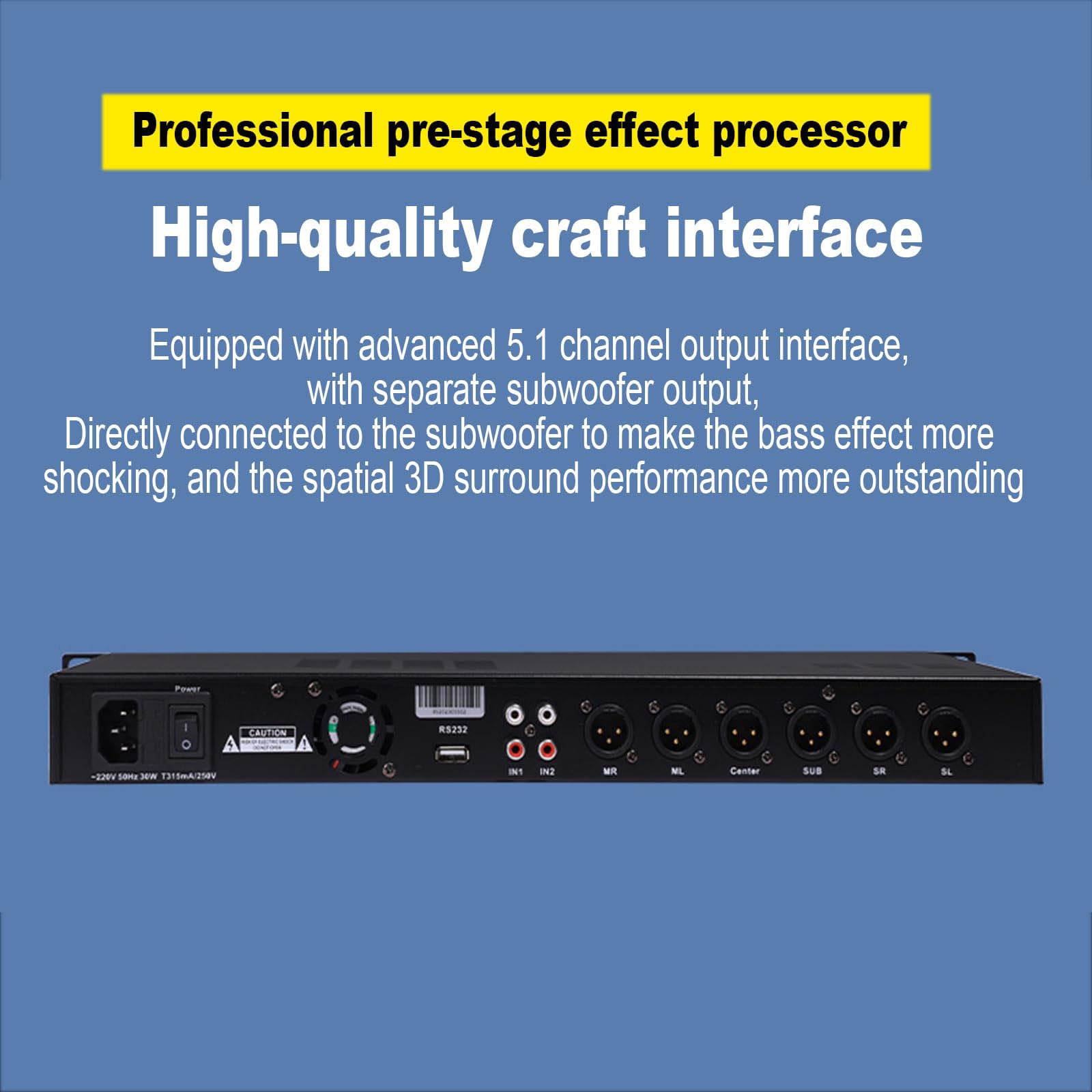 Processore Audio Digitale Professionale per Karaoke, Riverbero Digitale Dsp, Anti-Feedback, Supporto Uscita A 5.1 Canali, 3 Canali Microfonici, per Home Theater