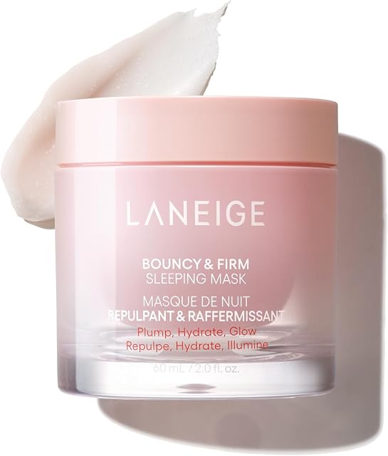 LANEIGE Masque de couchage Bouncy et ferme: Revitaliser, lisse, pivoine & Complexe de collagène, hydratation par obstruction