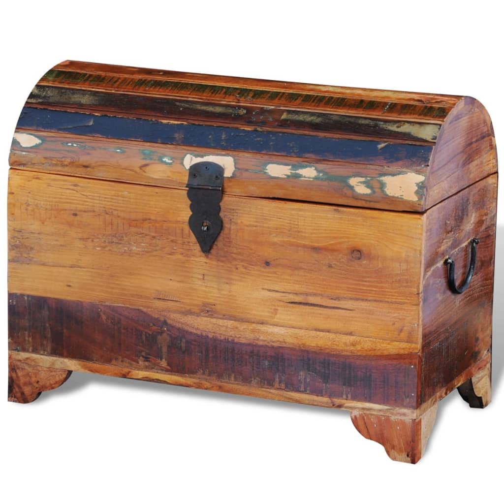 Baúl de madera antigua de madera reciclada reciclado, baúl de madera maciza con amplio espacio de almacenamiento, robusto y duradero, baúl de almacenamiento único en estilo vintage para tu