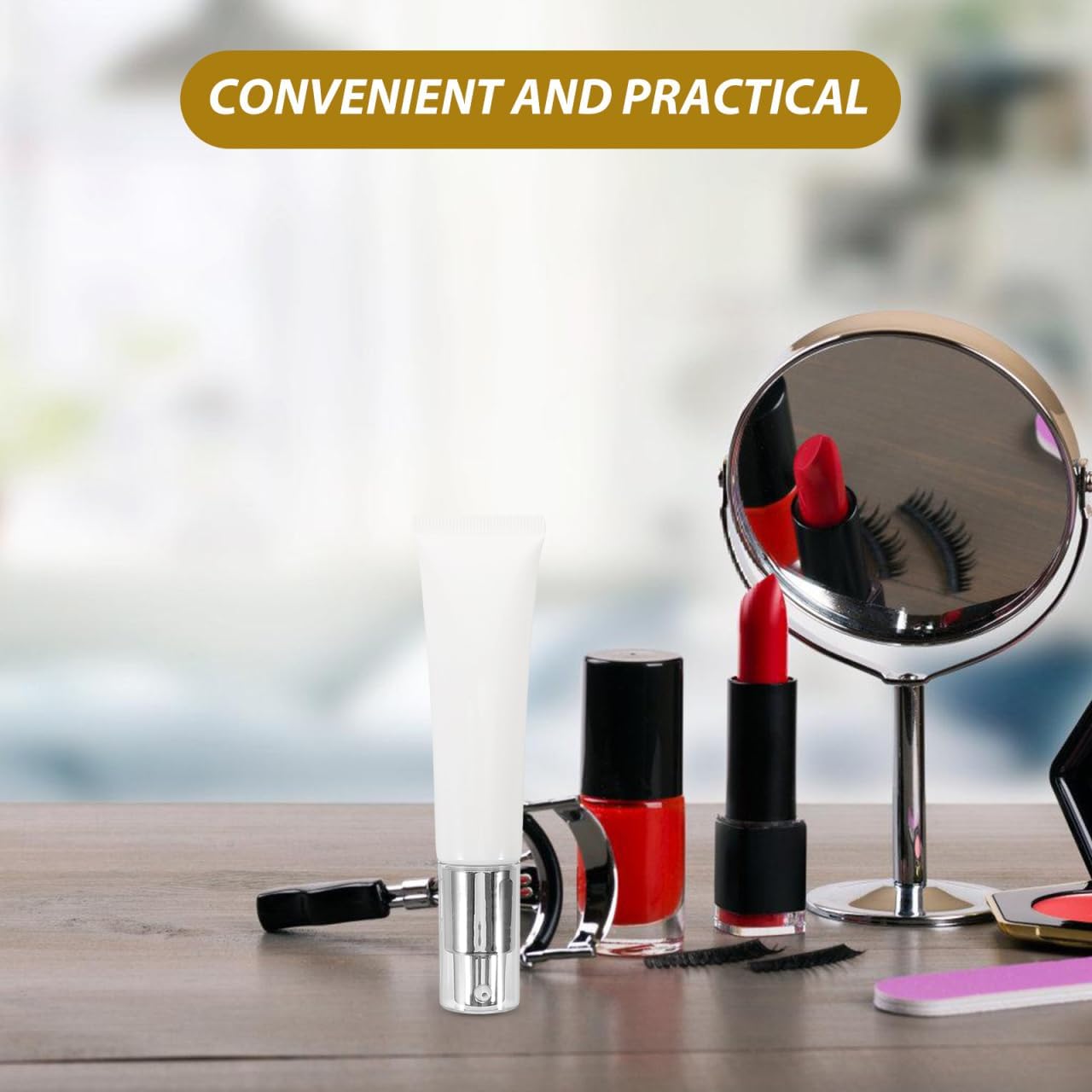 CALLARON Refillable Squeeze Bottle with Pump Dispenser Makeup Pump Dispenser for Lotion Cream and Foundation Travel Cosmetic Tube for Purse 5.51 X 1.57 X 1.18 in 1 Pack