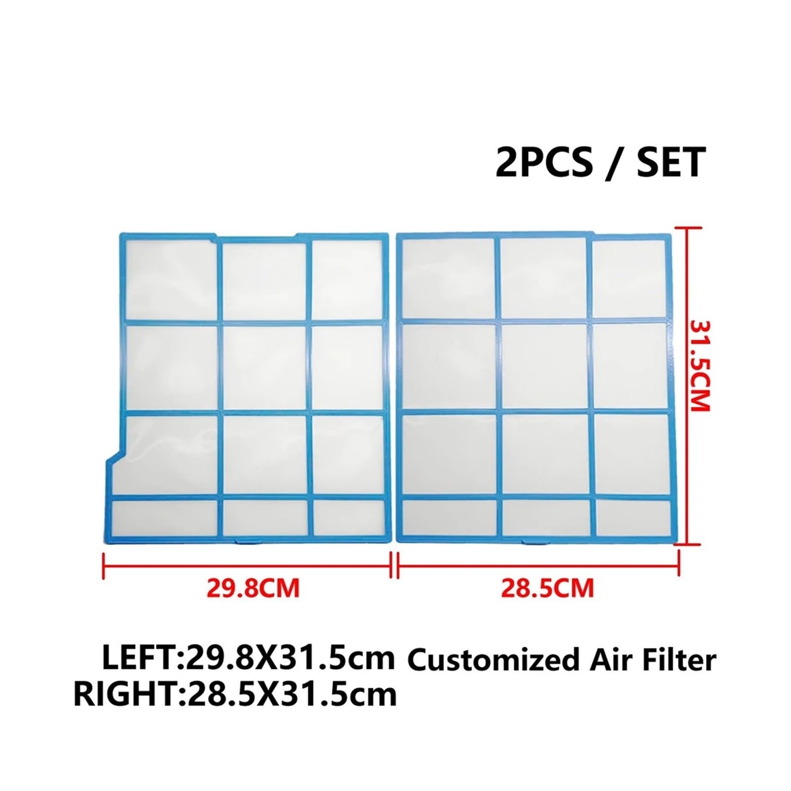 2 PCS/Set Filtro De Aire Acondicionado Personalizado, Compatible Con Hitachi, Tamaño De La Pantalla De Polvo Del Aire Acondicionado: IZQUIERDA 29,8X31,5 Cm + DERECHA 28,5X31,5 Cm
