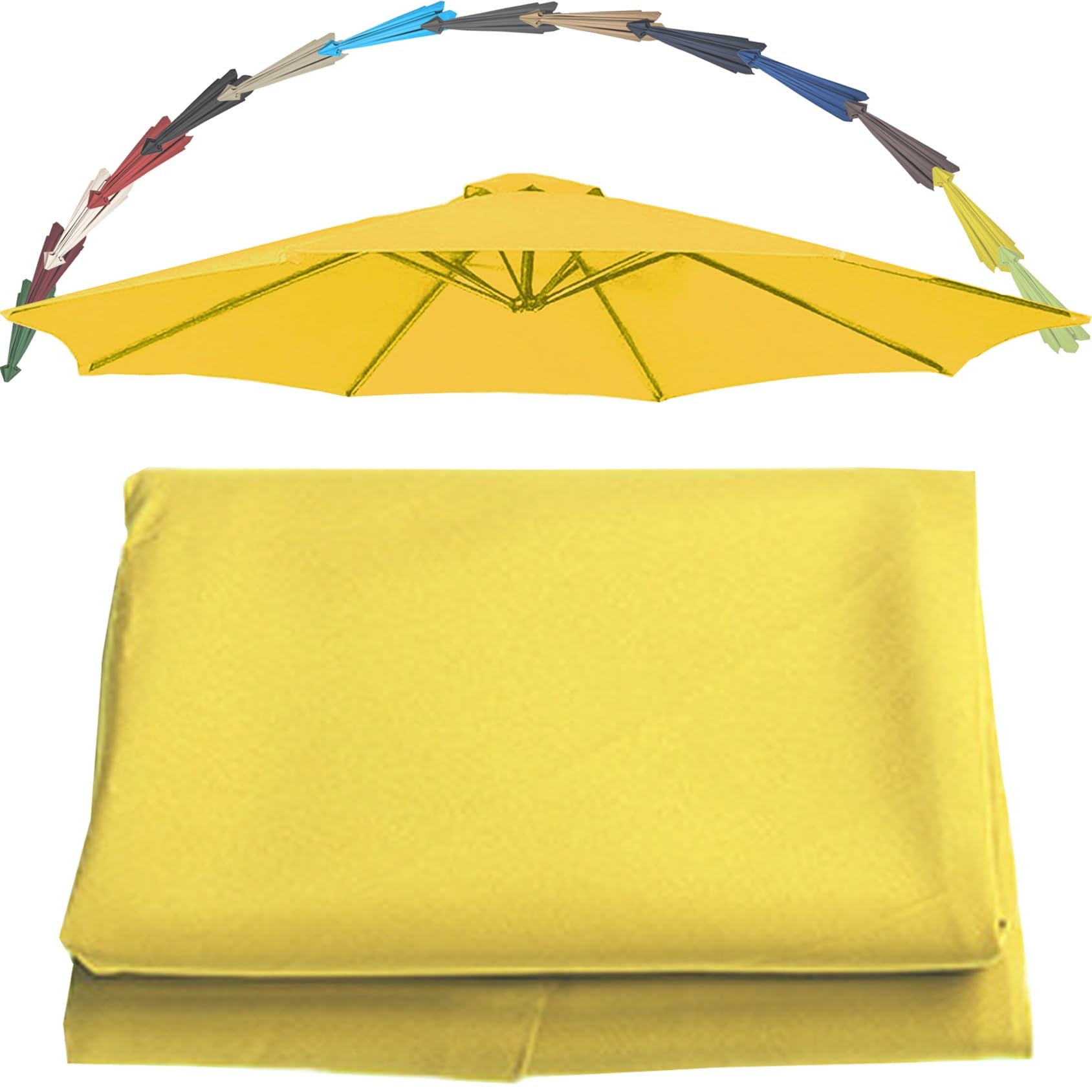 Replacement Parasol Canopy UV 30+ Protection For Garden Umbrella Umbrella Replacement Cloth Cantilever Parasol Replacement Top Fabric Cover 6/8 Ribs Patio Replacement Parasol Cover(Color:Yellow,Size:8