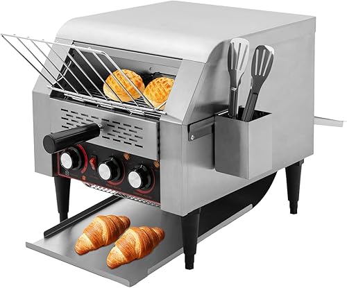 Tostadora con transportador comercial, 300 rebanadashora, 1900 W, resistente, industrial, acero inoxidable, horno tostador eléctrico con modos de