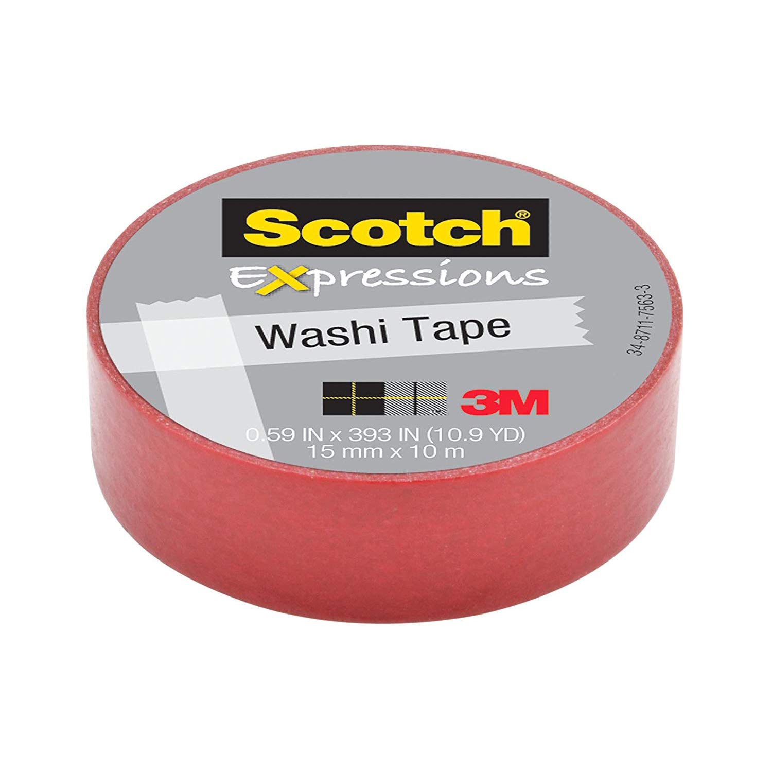 3MScotch Expressions Washi Crafting Tape: 0.59 in. x 10-9/10 yds. (Red)