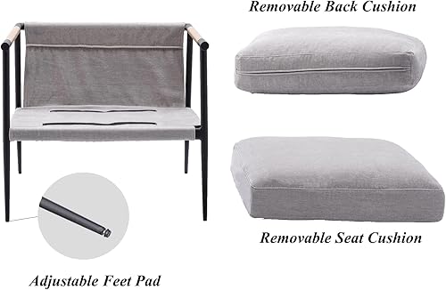 Miniatura 60 de DUOMAY Silla decorativa moderna Mid-Century, cómoda silla de sherpa para sala de estar, dormitorio, oficina, sillón de respaldo medio con patas de