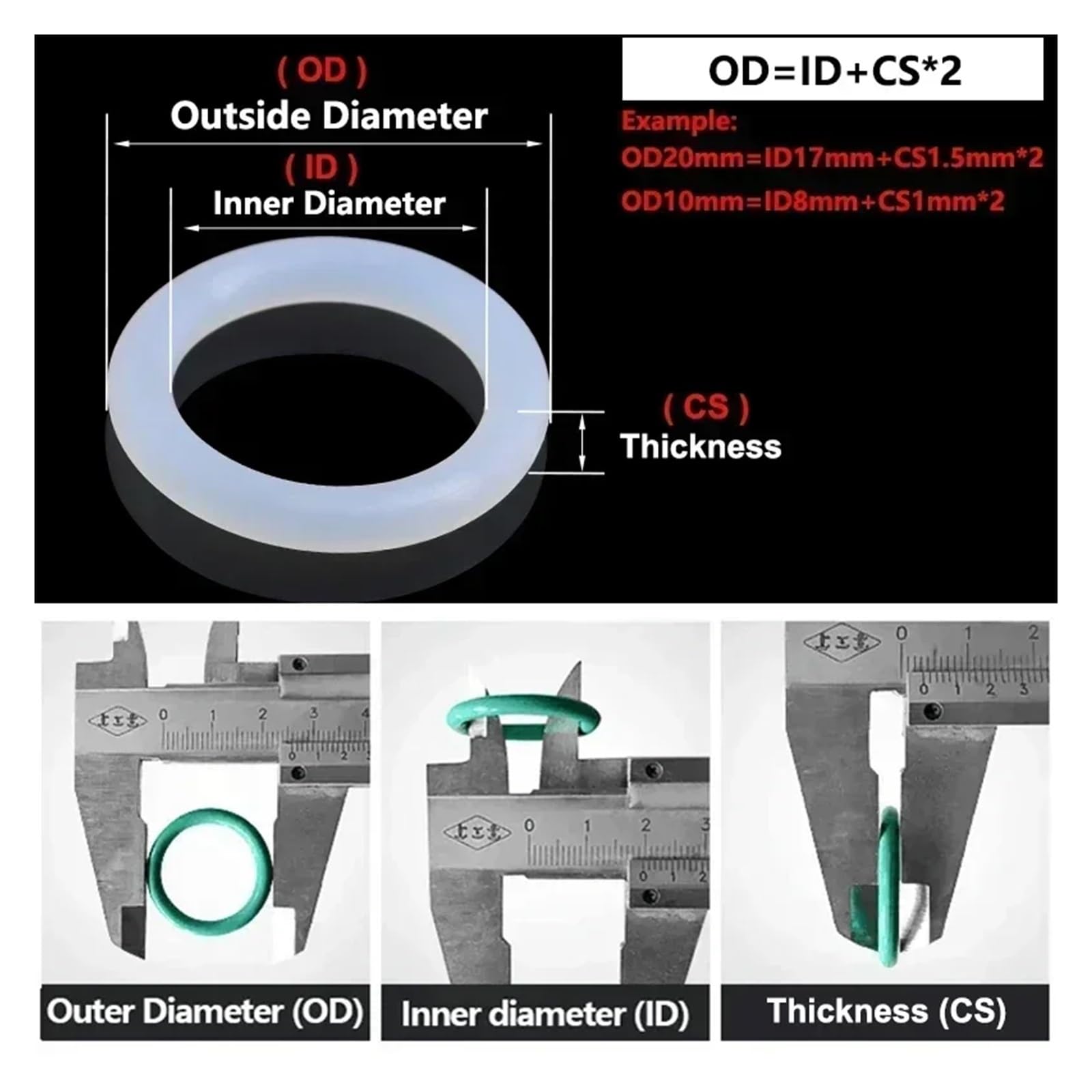 50 juntas tóricas VMQ CS de 1/2/3/4 mm de grosor, color, resistentes al agua, redondas, de silicona.(OD 80mm,CS 4mm)