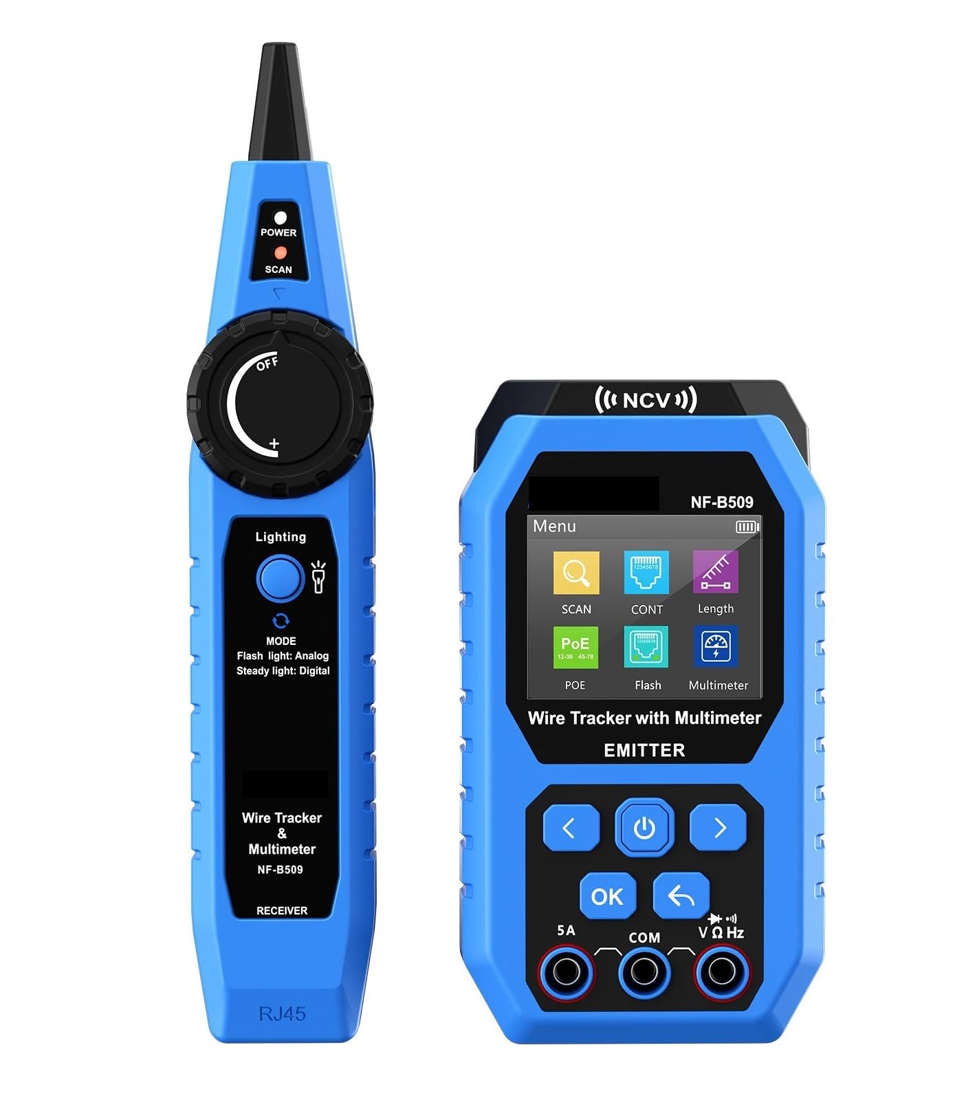 Cable Tracker, Network Cable Tester Wire Tracker with Multimeter Ethernet Port Flashing NCV Anti-Burn Voltmeter POE