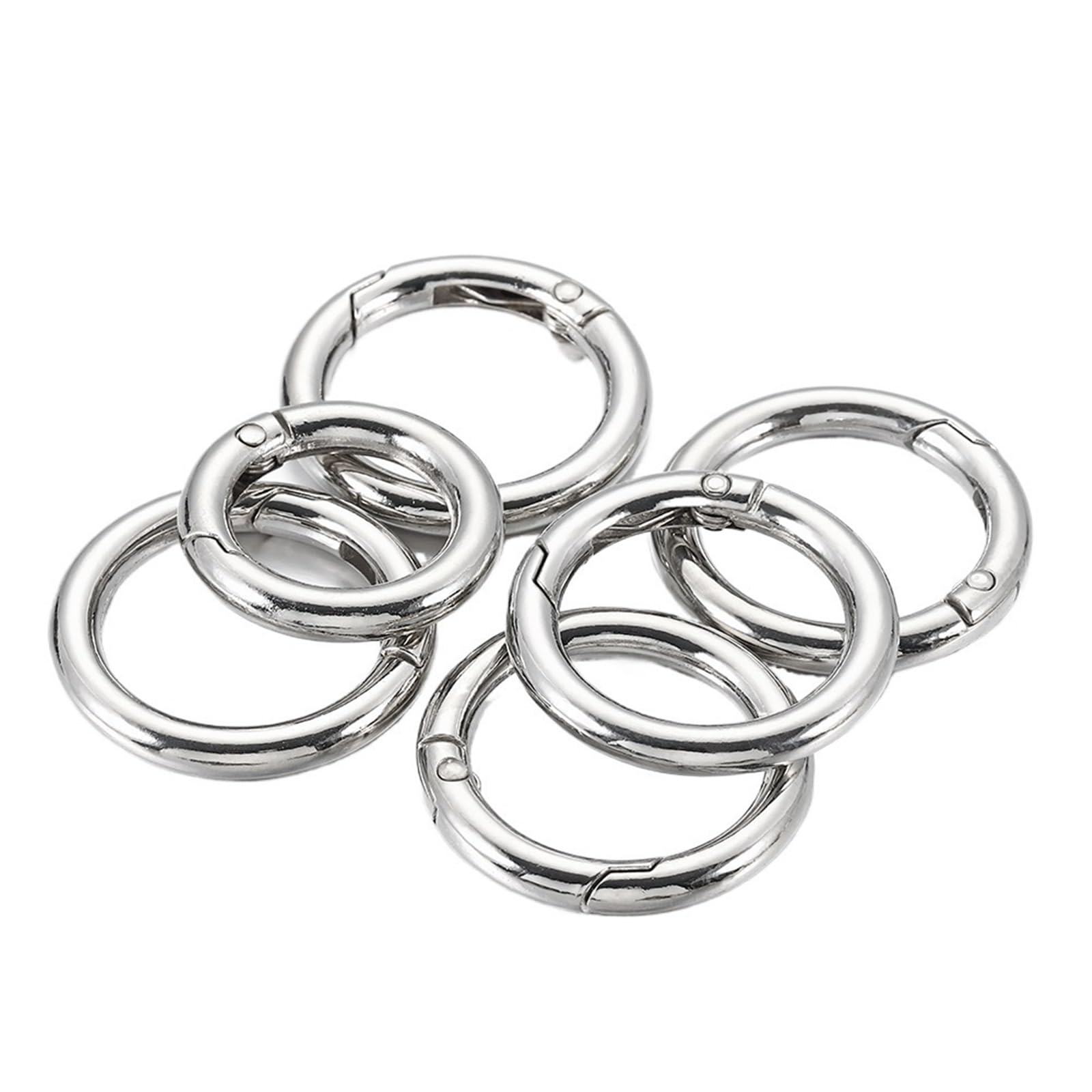 Metalowa sprężyna O-ringi 30 szt. Okrągłe zapięcie sprężynowe brelok do kluczy z pierścieniem KC złoty kolor otwierany karabińczyk złącze klamrowe(Rhodium,25mm)