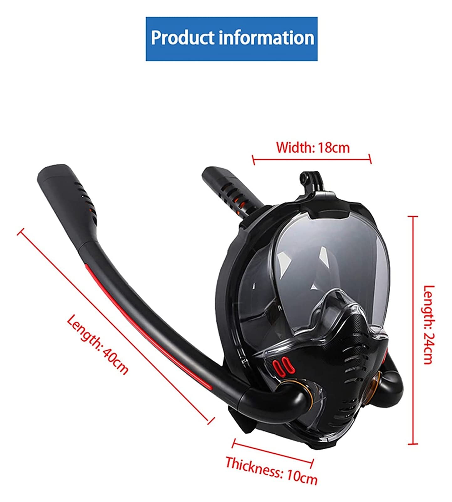Máscara de Buceo Snorkel Submarino Scuba Anti Niebla Máscaras respiratorias de Cara Completa Equipo de natación Impermeable Seguro para Adultos jóvenes (Negro L)