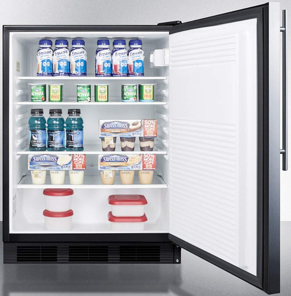 Summit Appliance Al752bksshv Freestanding ADA Compliant 24" Wide 5.5 Cu.Ft. All-Refrigerator For General Purpose Use With Auto Defrost, Stainless Steel Door, Thin Handle And Black Cabinet on Fridge.com - View 4