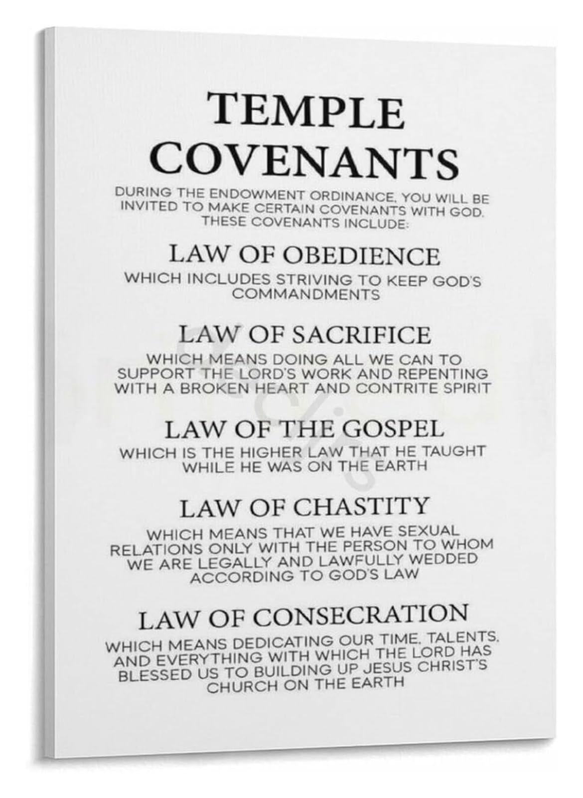 JRXFXEKW Temple Preparation Guide Poster, LDS Doctrinal Reference Canvas Art for Missionary Training, Home Seminary, Gift(Framed,16x24inch(40x60cm))