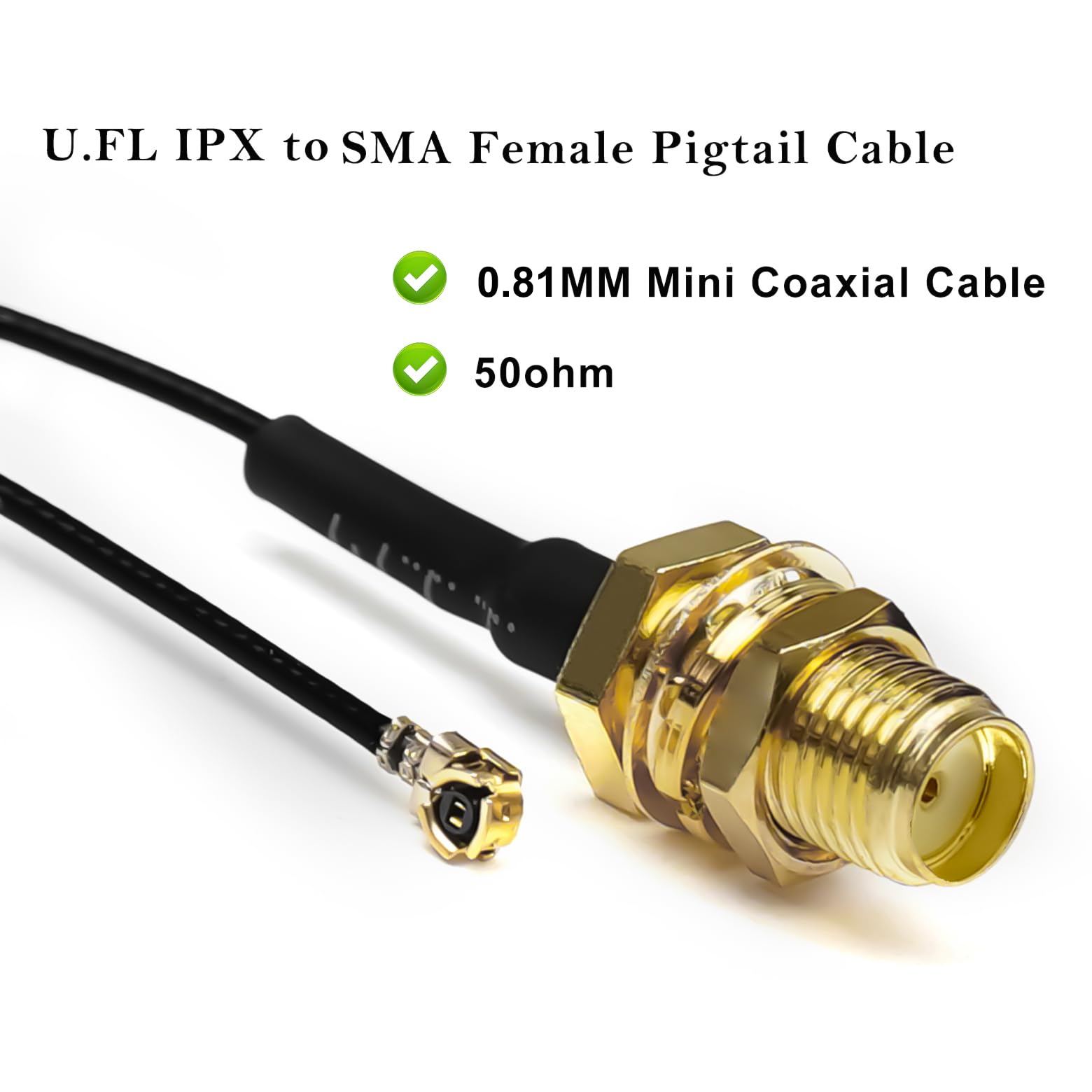 5 sztuk MHF4 UFL do SMA 12-calowy SMA żeński do U.FL IPX 0,81 mm Kabel koncentryczny UFL IPX-4 o niskiej stratności przedłużacz do radia, anteny, mini PCI