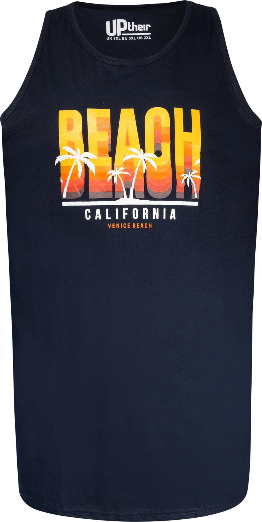 Uptheir Mens Tanner California Beach Graphic Print Vest - Blue - 6XL