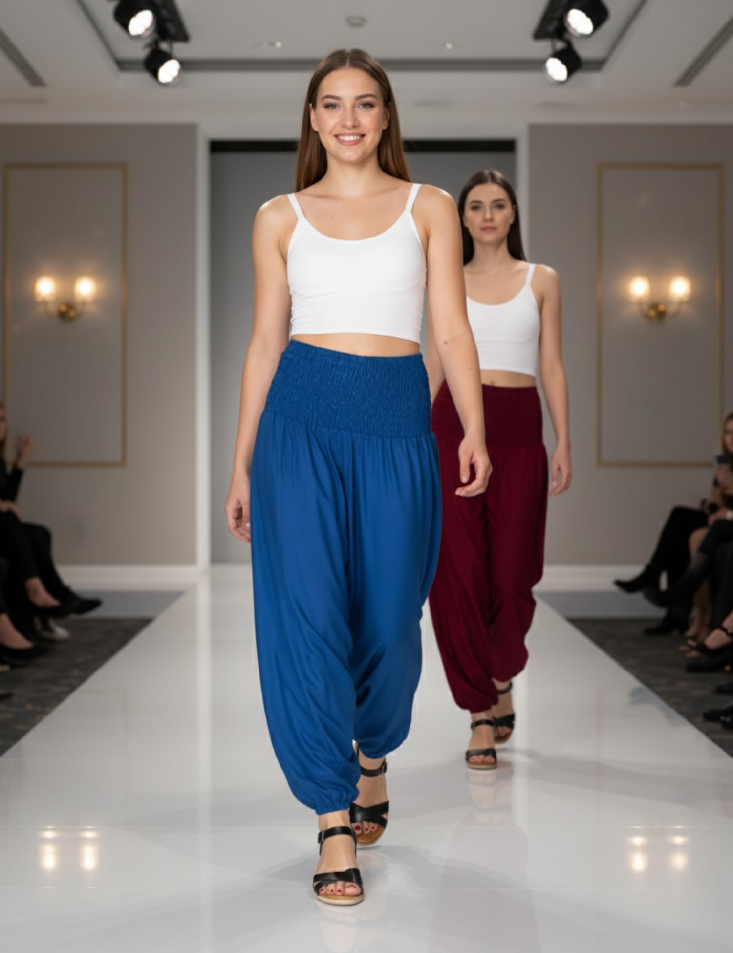 PANASIAM Sarouel Femme 2-en-1 Aussi comme Combinaison – Pantalon Aladin 100% Viscose, Doux & léger – Taille élastique, Coupe Ample – Unisexe, idéal pour Le Yoga, Les Loisirs & Le Voyage