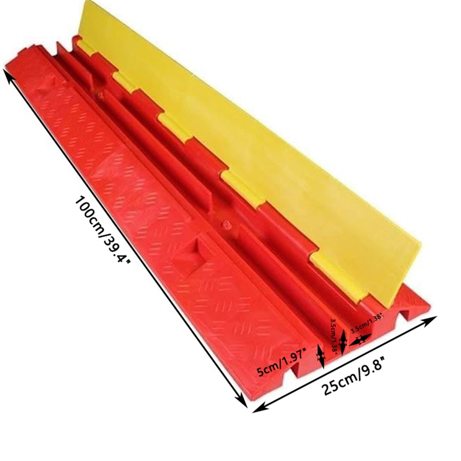 Cubierta De Seguridad para Cables De Suelo con Plataforma En L, Rampa De Cubierta De Cable De 2 Canales De 100X25Cm, Cubierta De Cable De Suelo Resistente, Protector De Cables.Red-2 Channel