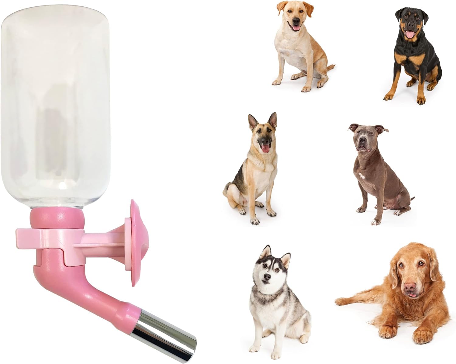 Choco Nose No-Drip Water Bottle for Large Dogs (Over 50 lb) – Leak-Proof Patented 22mm Nozzle Helps Prevent Mess &amp; Spills, BPA Free Cage &amp; Crate Mount Feeder for Kennels, 16.9 fl oz (C570)