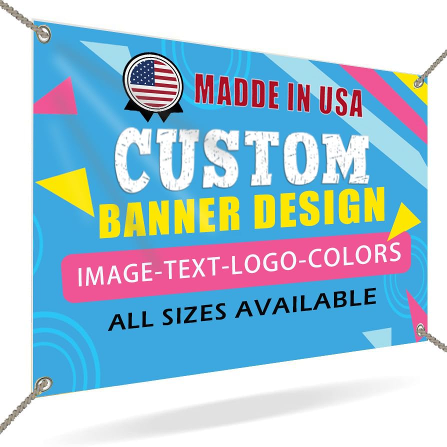 Personalized Custom Banner - Print Your Design/Image/Text/Logo-Customized Vinyl Banner for Business, Graduation, Birthday Parties,waterproof Indoor