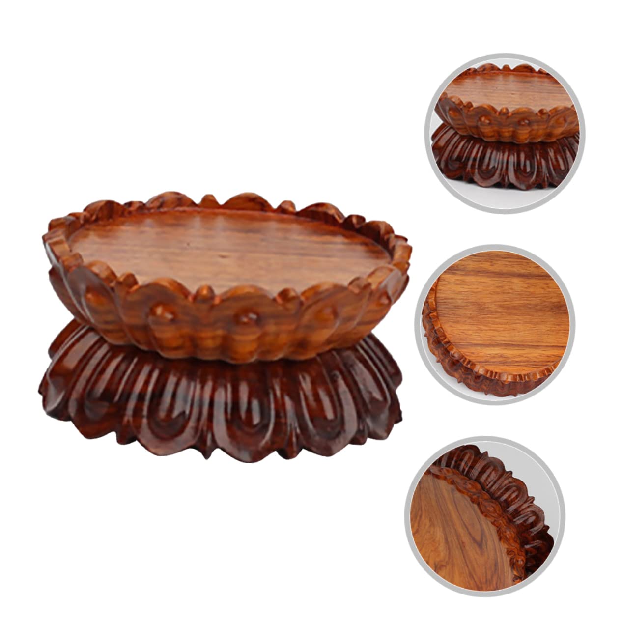 Happyyami Soporte Base Apilable y Estable de Madera Bola de Cristal para en Forma de Loto para Exhibición y Organización Hogar