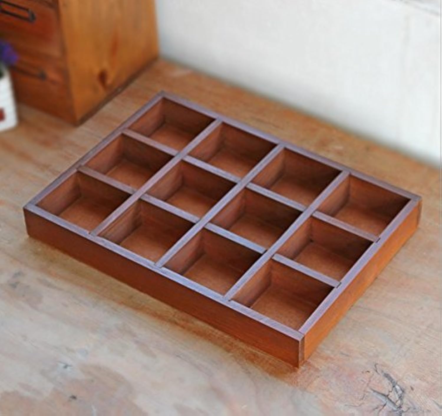 Astra Gourmet Multi-functional 12-Grid Vintage Wooden Storage Divider Box Drawer Desk Organizer Tray for Crafts,Flowers, Plants, Jewelry, Supplies from