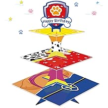 Cartoon Dog Cupcake Stand 3 Tier Cardboard Cake Stand Dessert Tower Holder for Girls Boys Paw Theme Birthday Party Supplies Baby Shower Decorations