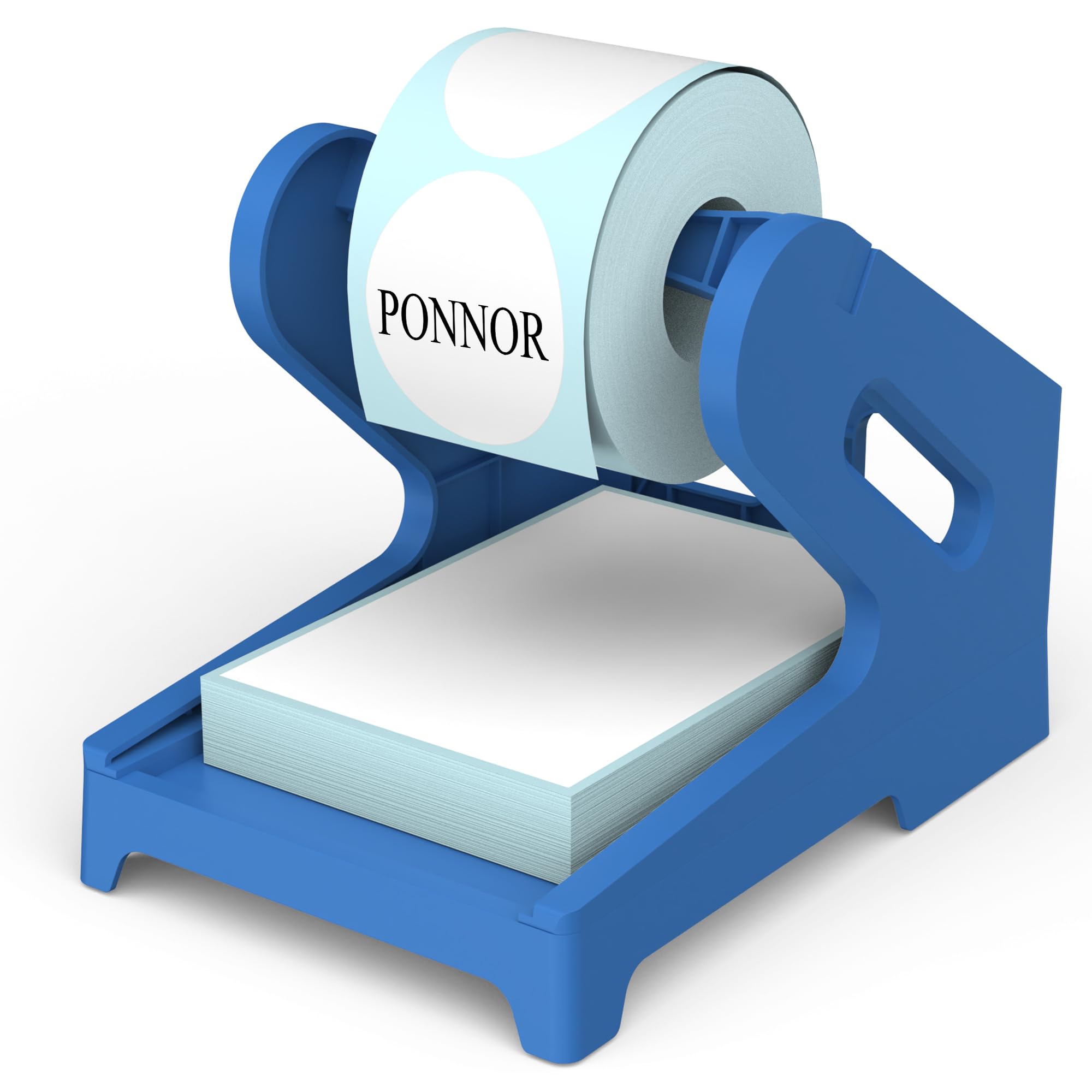 PONNOR Label Holder Thermal Shipping Label Holder for Rolls and Fanfold Labels Stand Desktop Printer DIY Accessory Business Supplies for Home, Office(Blue)