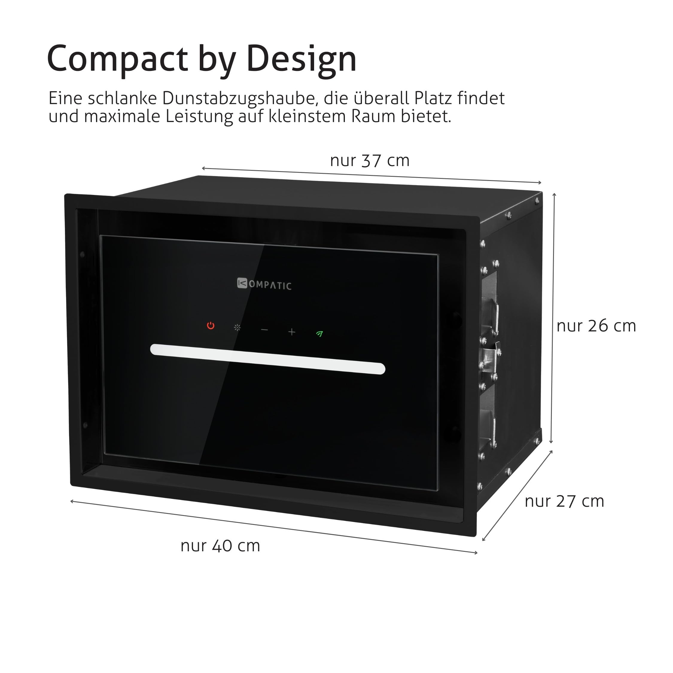 HANA 40 KPHN40BIB Einbau Dunstabzugshaube, A++, 40 cm, 450 m³/h, Gestensteuerung, Touch, Fernbedienung, Luftreinigungsmodus, Dimmbare LED, Farbtemperaturregelung, 3 Geschwindigkeiten + Boost