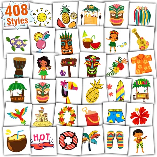 Partywind TS00379 408 Pcs Hawaiian Tattoos cover