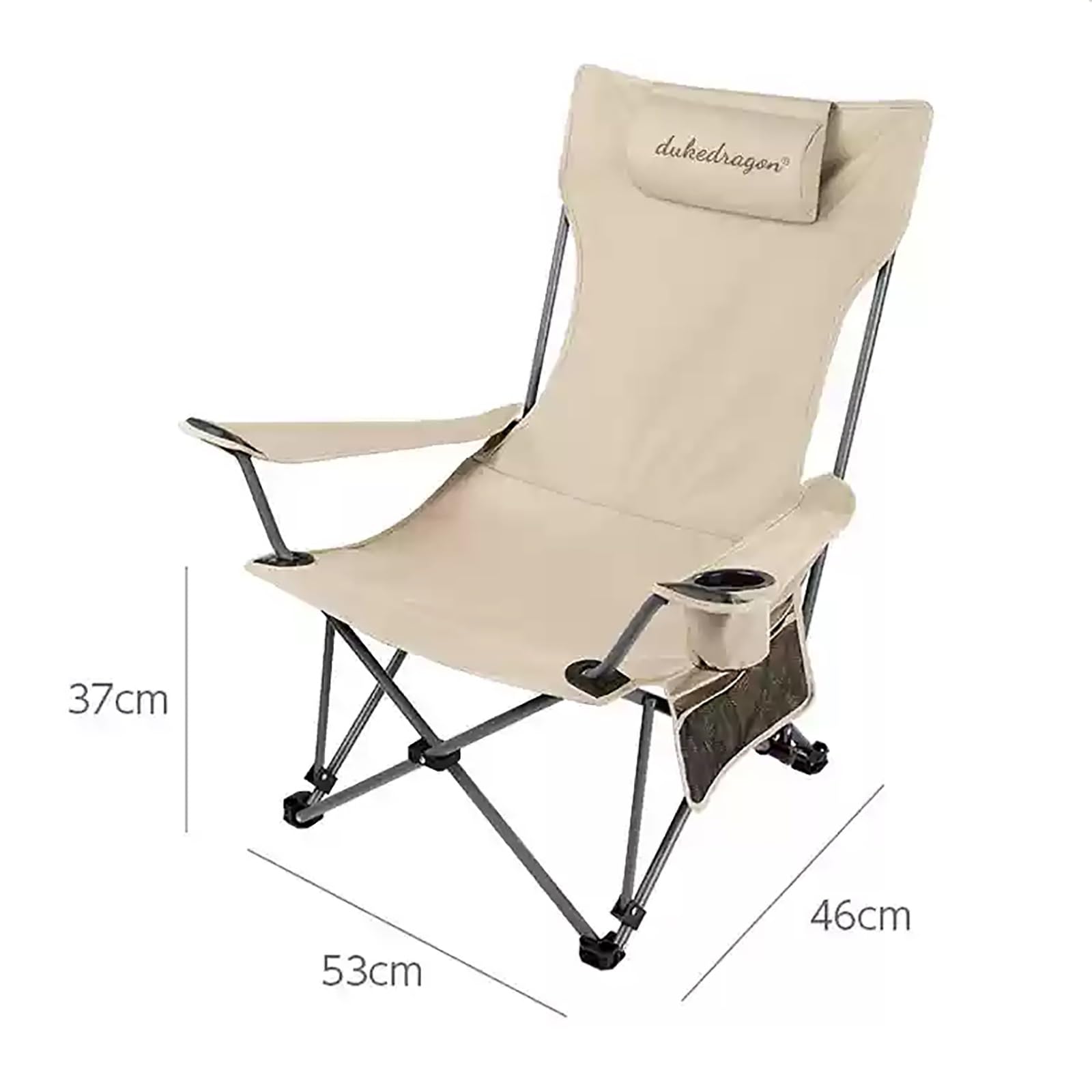 Klappbarer Campingstuhl mit Getränkehalter und Seitentasche – leichte, tragbare, robuste Campingstühle mit hoher Rückenlehne for Outdoor/Angeln/Picknick(Brown)