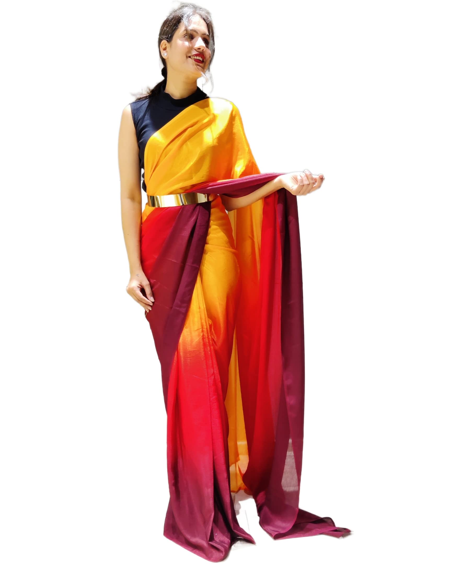 Women's Chiffon Georgette Ready To Wear saree With Unstitched Blouse Piece