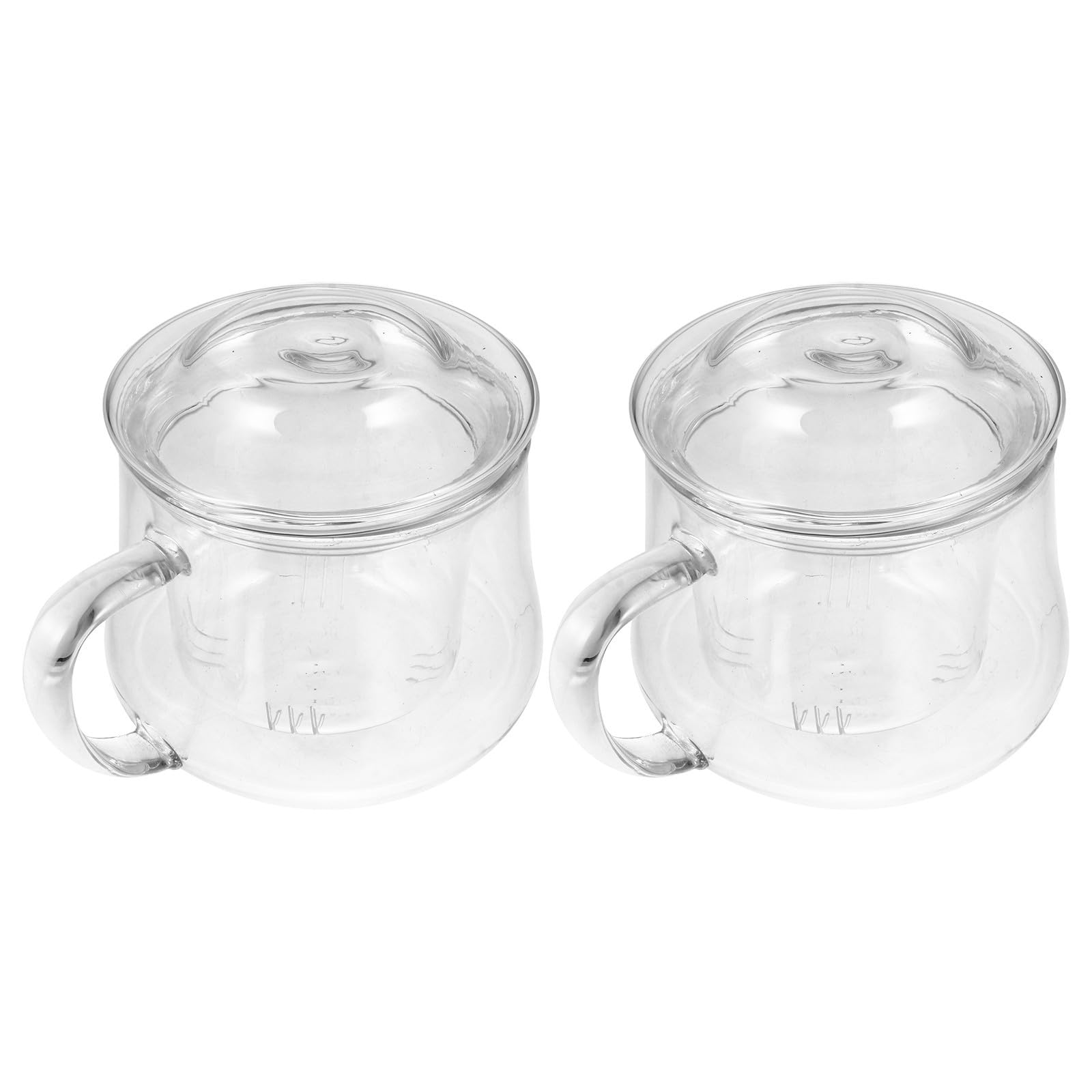 MAGICLULU Tazas de Té de Vidrio Resistente al Calor Juego de 2 con Tapa y Colador para Filtrar Hojas 300ml Diseño con Asa Adecuado para Cafeterías y Restaurantes