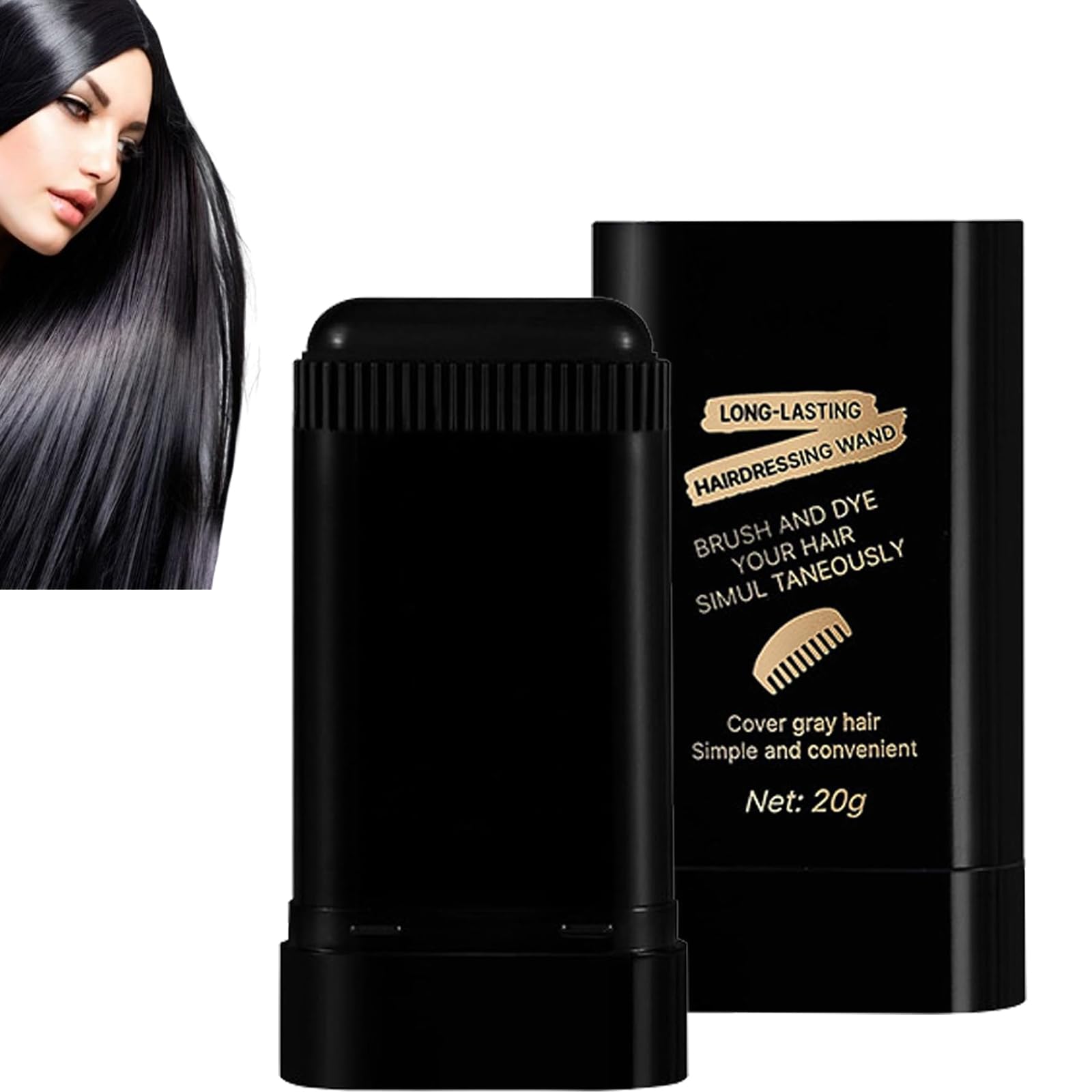 White Hair Concealer Stick, Hair Color Stick, Waterproof and Sweat-Proof Hairdyestick, With Comb, 2-in-1 Hairdye Combstick, Portable Haircolor