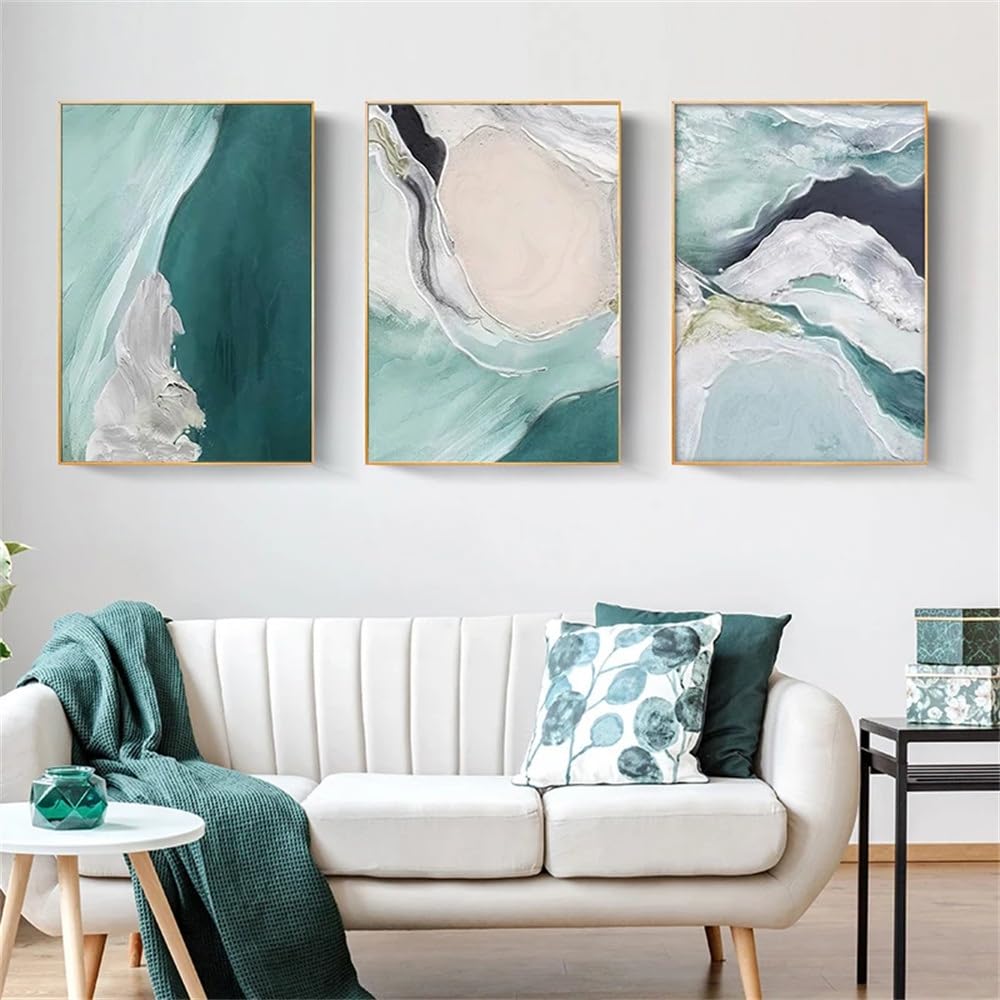 Wuhbcz Green Canvas Paints- Texture Abstract Art Prints Posters Canvas Painting Home Art Posters Bedroom Living Corridor Office Nordic Decoration Posters-60 * 80Cm/3Pcs (No Frame)